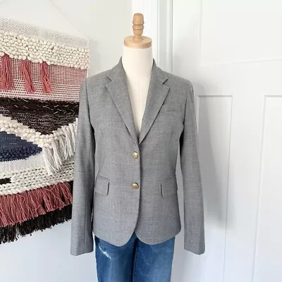 J. Crew Schoolboy Wool Blend Gold Button Blazer Grey Size 2 • $49