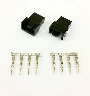 Pk Of 2 - Male 4 Pin Fan Power Connector - Black Inc Pins • £3.79