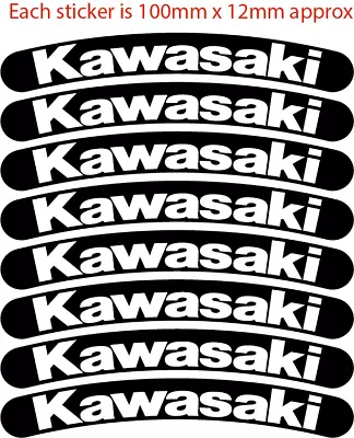 8X Kawasaki  MOTORCYCLE BIKE WHEEL STICKERS DECALS TAPE RIMS • £3.99