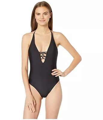 Volcom Simply Solid One-Piece Black Women's Size L A3802 • $68