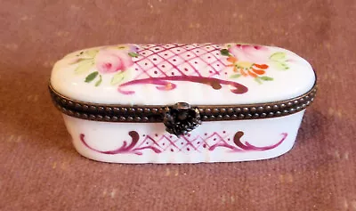 Vintage Limoges France Scrolled Flowers Porcelain Hand Painted Trinket Box • $30