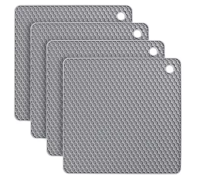 £3.90 • Buy 1 X Grey Non-slip Heat Resistant Silicone Kitchen Trivet Mat Pan Hot Pot Holder