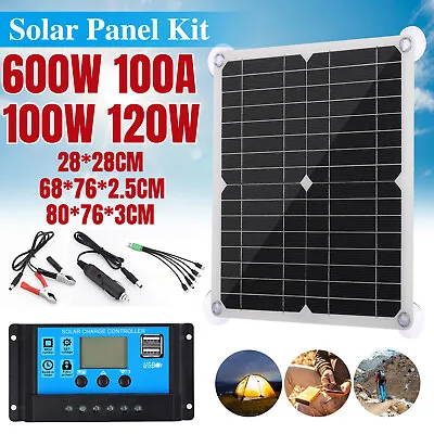 100 120 600W Solar Panel Kit 12V Battery Charger 100A Controller RV Trailer Van • £83.16