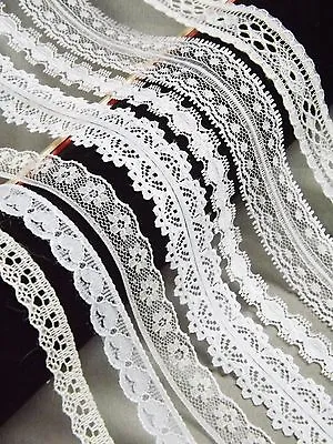 NARROW 10-20mm LACE RIBBON TRIM White Bridal Shabby Chic Cards Sewing Florist  • £2.45