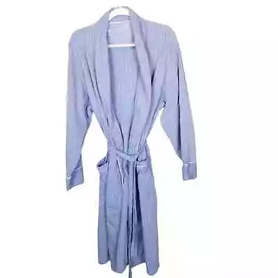 Nautica Sleepwear Bathrobe Men L Blue Bathrobe Men Cotton Bath Robe Lounge Robe • $27.02