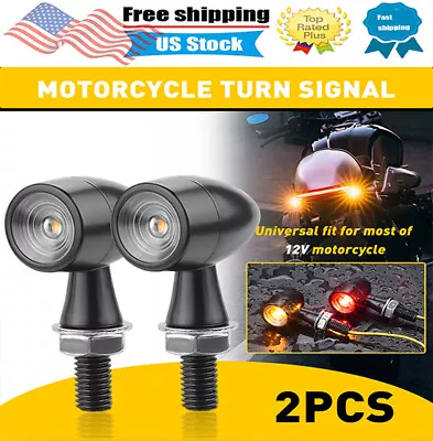 2PC Chrome Motorcycle LED Bullet Mini Turn Signals Brake Light Blinker Amber+Red • $14.99