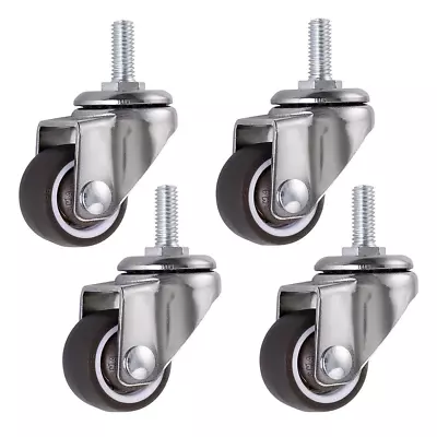 1 Inch Swivel Stem Threaded Casters TPE Mute Caster Wheel M6 ×15 For Carts Tro • $18.74