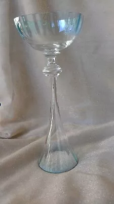 MOSER CHAMPAGNE & RHINE WINE GLASS - Pale Blue And Clear 9  Tall • $210