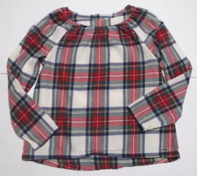 Girls Vineyard Vines Red Green Blue Plaid Flannel Tunic Top Shirt Blouse Sz L 14 • $12
