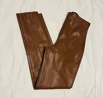 Zara Size Medium Brown Leather Leggings  • £5