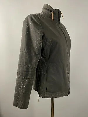 Versace Womens Grey Charcoal Distressed Floral Print Hooded Jacket Coat Size S • $28