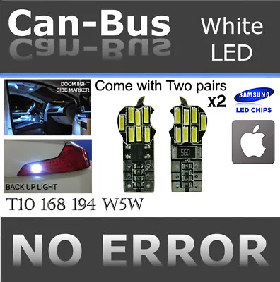 2x Pairs Canbus Samsung 14 LED Chips T10 2825 194 168 License Plate Lights S490 • $9.99
