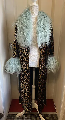 £150 • Buy Vintage Afghan Leopard Penny Lane Duster Coat UK12 Rock & Roll Festival Wear