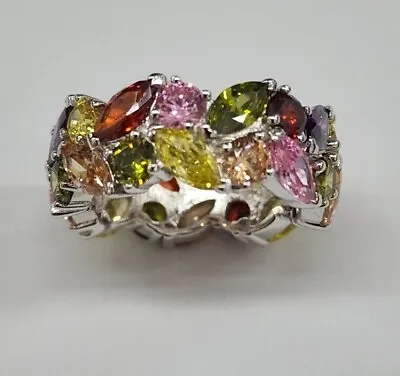 $150 • Buy Charles Winston Sterling Silver Multi-Color Cubic Zirconia Size 8 