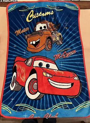 Disney Pixar CARS Fleece Throw Blanket RARE Lightning McQueen Tomater 30”x45” • $40