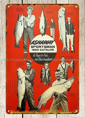 1963 Ashaway Fishing Line Catalog Cover Art Metal Tin Sign Nostalgic  Metal • $18.98
