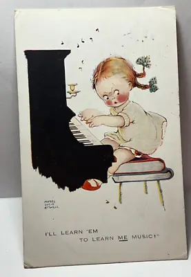 MABEL LUCIE ATTWELL Girl Playing Piano POSTED 1922 POSTCARD 17/1 • £4.95