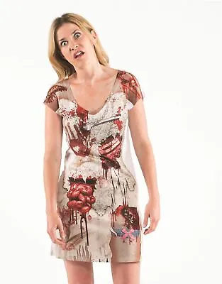 £4.99 • Buy Faux Real Zombie Bride Horror Halloween T-Shirt Dress REDUCED / SALE