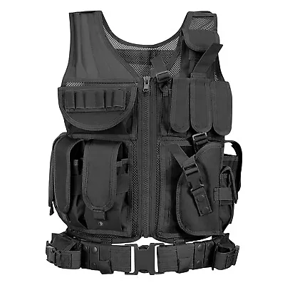 Military Tactical Vest Air Soft Paintball Molle Plate Carrier Combat Play Vest • $14.95