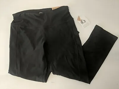 Reebok XS Womens Playdry Black Yoga Pants POCKETS Leggings ~ Bag381 • $21.14