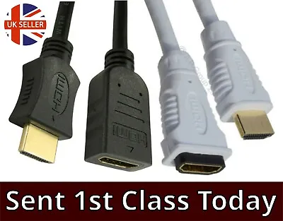 £4.49 • Buy HDMI Extension Cables Video Lead Xbox TV Sky Short 50cm To Long 10m Black White