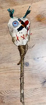 Handmade Voodoo Doll Head Wood Stick 9” OOAK Gothic Salem Massachusetts D • $18.99