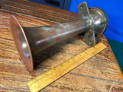 Large Vintage Cunningham 11  Air Whistle Horn Bronze Amazing Patina! • $449