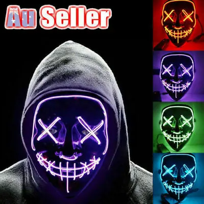 Neon Stitches LED Mask Wire Light Up Costume Purge Party Cosplay Halloween Masks • $13.14