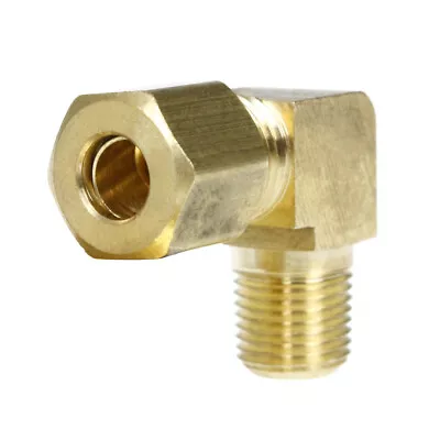 1/4  X 1/8  Tube OD X Male NPTF 90 Degree Barstock Elbow Solid Brass Fitting • $7.95