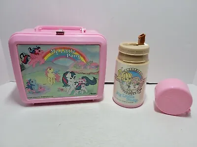 Vintage My Little Pony Lunchbox With Thermos Pink Plastic Aladdin Hasbro 1986 • $40