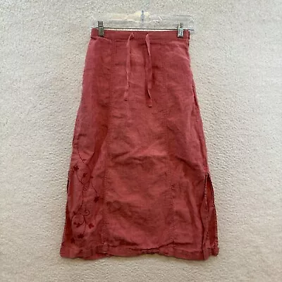 Linden Hill Linen Midi Skirt 2 4 25 S Small Red Bohemian Cottagecore Prairie • $24