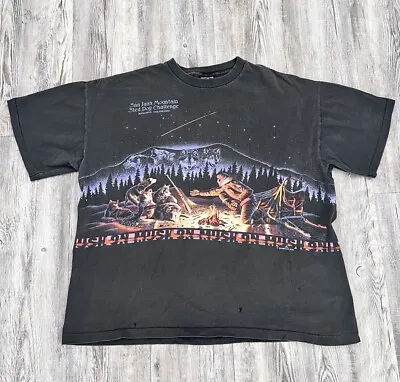 Vintage Habitat 1992 Shirt Cowboy Wolf Print Wrap AOP Mens Single Stitch Size XL • $45