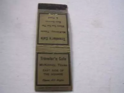 1930's Traveler's Cafe  East Side Of The Square  McKinney Texas Matchcover TX • $19.99