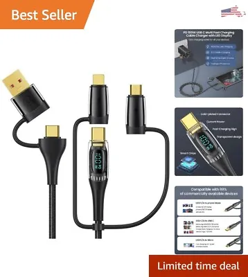 Charging Cable - LED Display - 5-in-1 USB C/A To USB C/Micro/IP Charger Adapter • $33.92