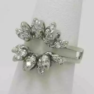 Enhancer Guard Wrap Ring 1Ct Round Cut NATURAL MOISSANITE 14k White Gold Plated • $107.24