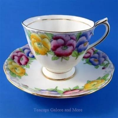 Royal Albert Hand Painted Colorful Pansies Tea Cup And Saucer Set • $22.08