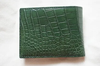 Genuine Crocodile Belly - Green Alligator Skin Leather Men's Bifold Wallets #N51 • $46.75