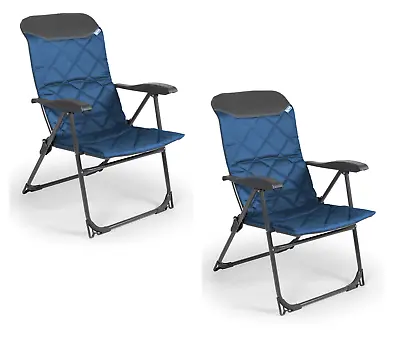 Kampa Skipper 8 Position Reclining Folding Camping Chair Midnight Blue X2 (PAIR) • £99.99