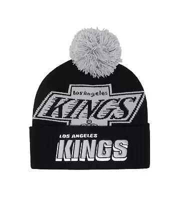 Mitchell & Ness Men's Beanie NHL Los Angeles Kings Punch Out Black Pom Knit Hat • $20