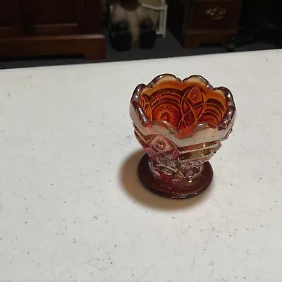 Vintage Imperial Glass Sunset Ruby Carnival Glass Egg Cup • $14