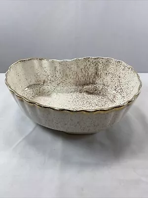 Mid Century Modern Gold Speckled Planter Dish Bowl Cream Vintage • $19.95