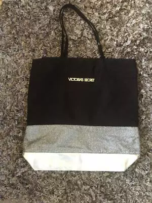 Victorias Secret Glitter Tote.  Black & Silver. New! 16  X 16  • $18