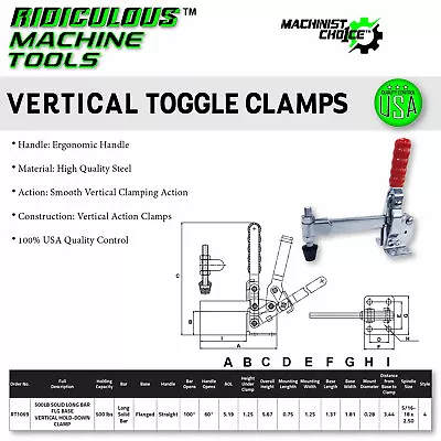 500LB Carbon Steel Solid Long Bar Flange Base Vertical Clamp: Heavy-Duty • $15.57