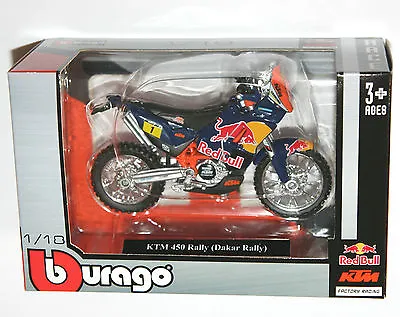 Burago - KTM 450 RALLY (Dakar) Red Bull Racing - Motorcycle Model Scale 1:18 • $24.77