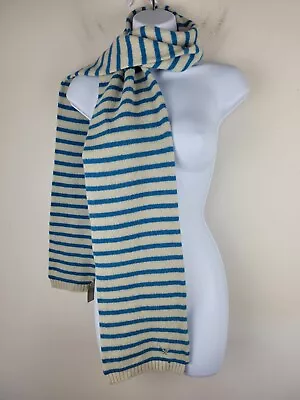 Wool Blend Scarf Blue Cream One Size Men Women Striped NEW 70  X 7  • $11.19