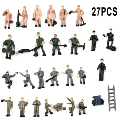 £5.22 • Buy UK 27pc Model Railway Train People Figures HO OO Gauge 15-22mm WORKMAN WORKMEN