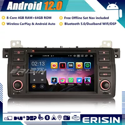 64GB Android 12 Car Stereo Sat Nav DAB+SWC CD For BMW 3 Serie E46 Rover 75 MG ZT • £228.46