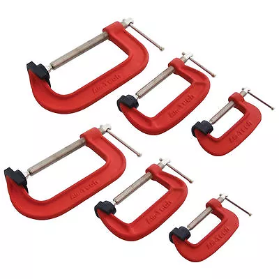 HEAVY DUTY G-CLAMP SET 2  3  4  C/w SOFT JAW PADS 50mm 75mm 100mm G CLAMPS • £9.99