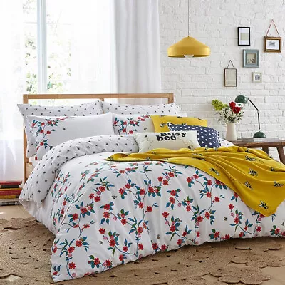 Cath Kidston Greenwich Flower Brushed Cotton Reversible King Size Duvet Set Bnib • £49
