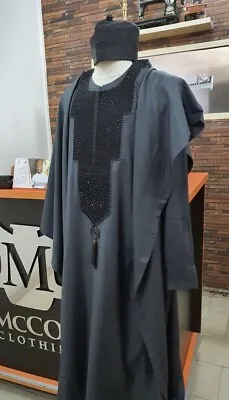 Gray And Black Agbada Babariga 3 Pieces Men Groom Suit African Clothing For Men • $160